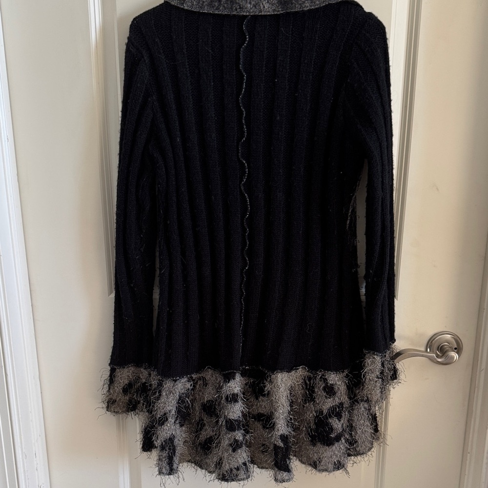 Sioni Black/Gray Mixed Media Cardigan -Size M - Picture 7 of 11